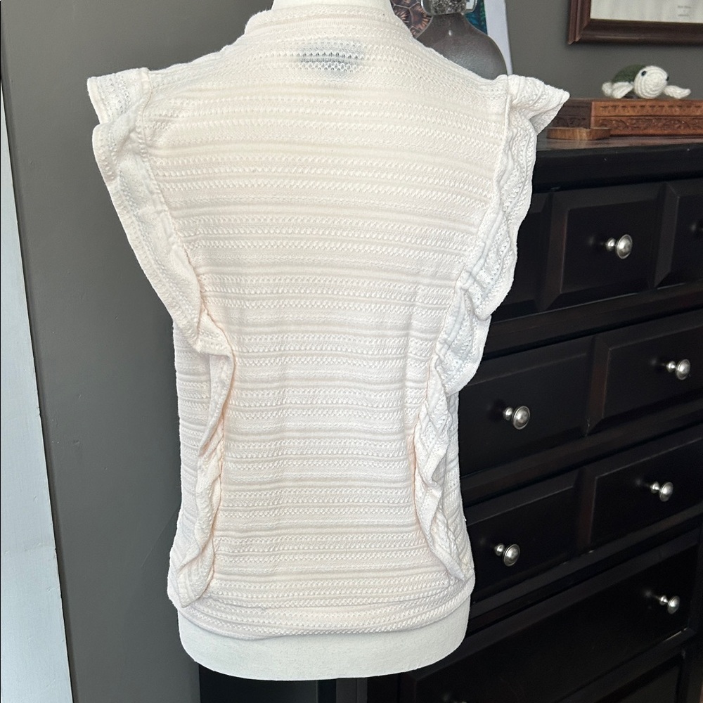 Jessica Simpson Cream Textured Ruffle Blouse - Picture 3 of 6